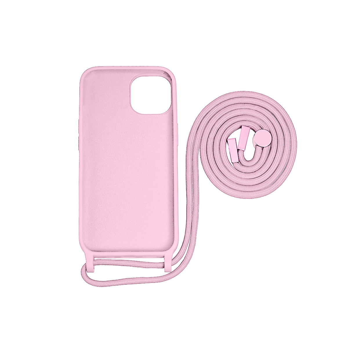 Rixus For iPhone 12 Pro TPU Necklace Cord Cover Pink