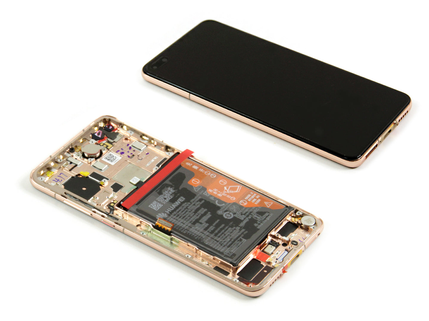 Huawei P40 Display And Digitizer With Frame Blush Gold Service Pack