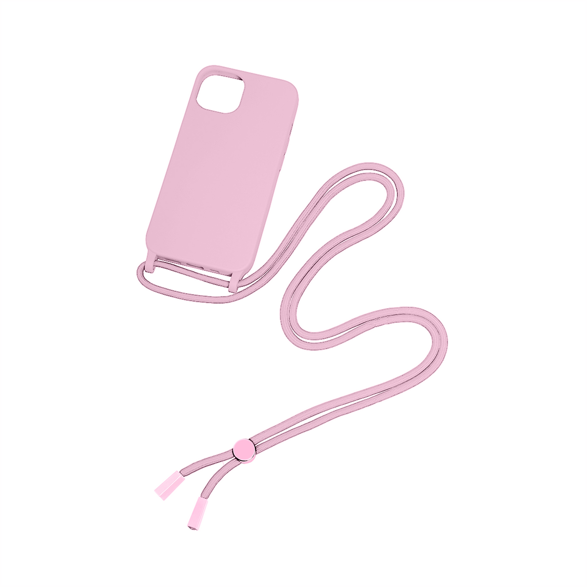 Rixus For iPhone 15 TPU Necklace Cord Cover Pink