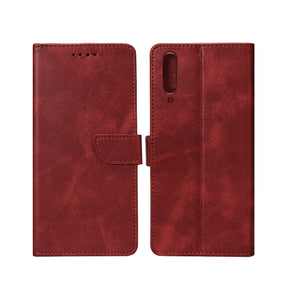 Rixus Bookcase For Samsung Galaxy A50 A505F Dark Red