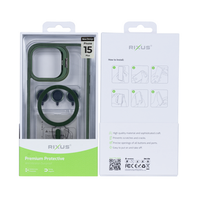 Rixus Classic 03 Case With MagSafe For iPhone 15 Plus Dark Green