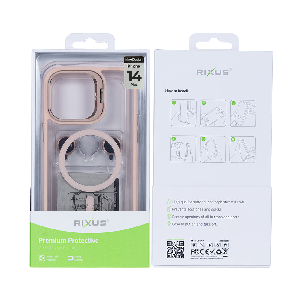 Rixus Classic 03 Case With MagSafe For iPhone 14 Plus Light Pink