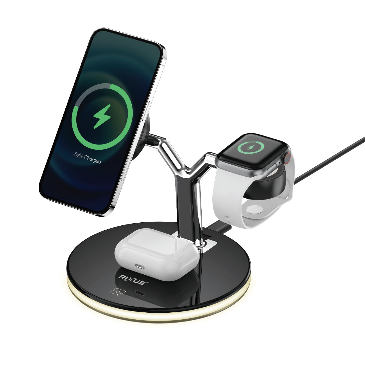 Rixus RXWC40 3-1 Wireless Charging Dock For iPhone 12 Family