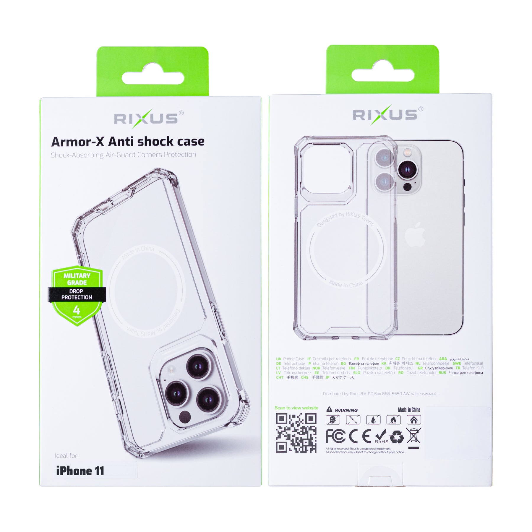 Rixus For iPhone 11 Armor-X Anti Shock Case With MagSafe Transparent