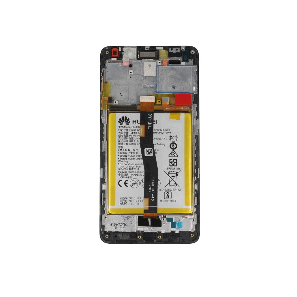 Huawei Honor 6X Display And Digitizer With Frame Grey Service Pack