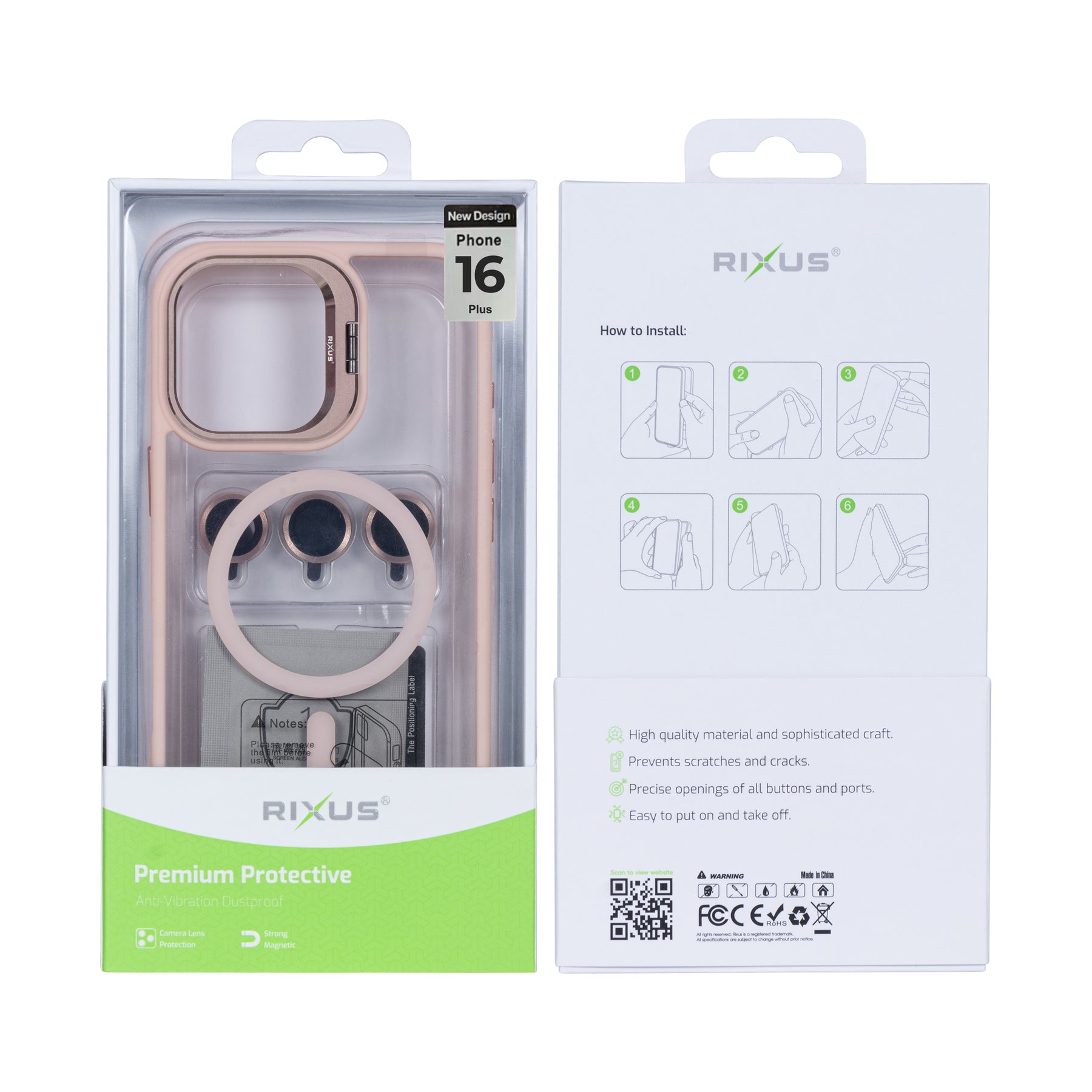 Rixus Classic 03 Case With MagSafe For iPhone 16 Plus Light Pink