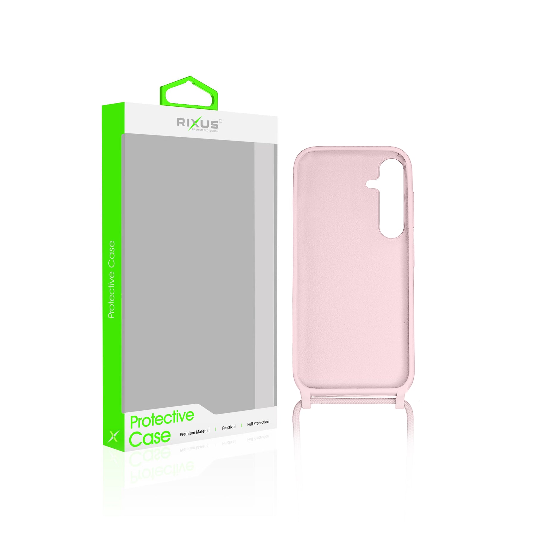 Rixus For Samsung Galaxy S24 5G S921B TPU Necklace Cord Cover Pink