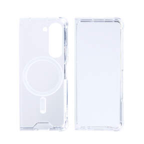 Rixus For Samsung Galaxy Z Fold5 Magnetic Clear Case TPU White