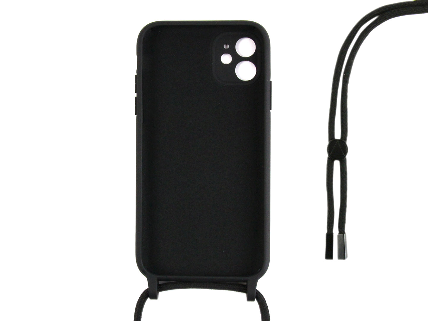 Rixus For iPhone 12 Mini TPU Necklace Cord Cover Black