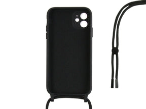 Rixus For iPhone 12 Mini TPU Necklace Cord Cover Black