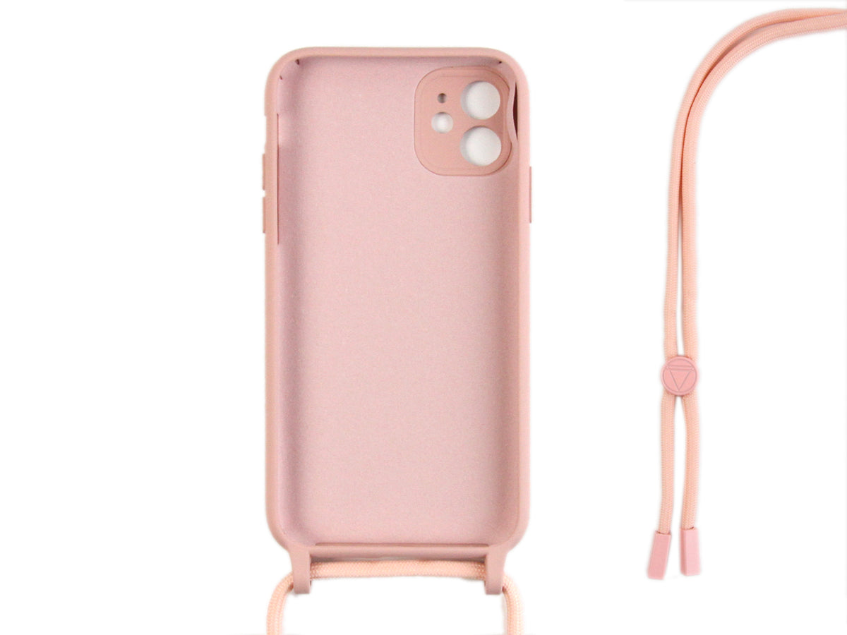 Rixus For iPhone 12 Mini TPU Necklace Cord Cover Pink